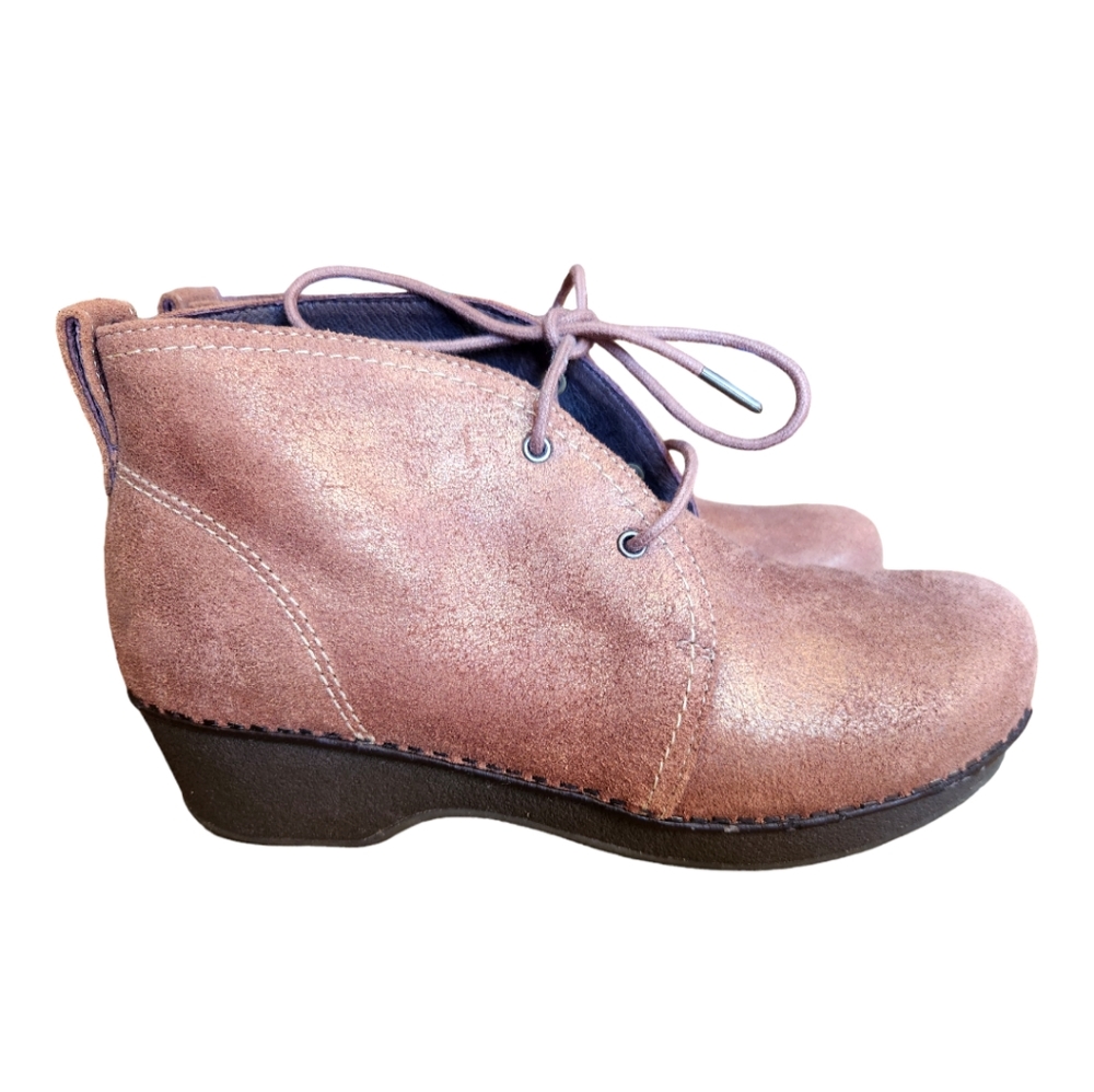 Dansko Women's Lucille Boots Size 39 Brown Shimmer Chukka Booties New